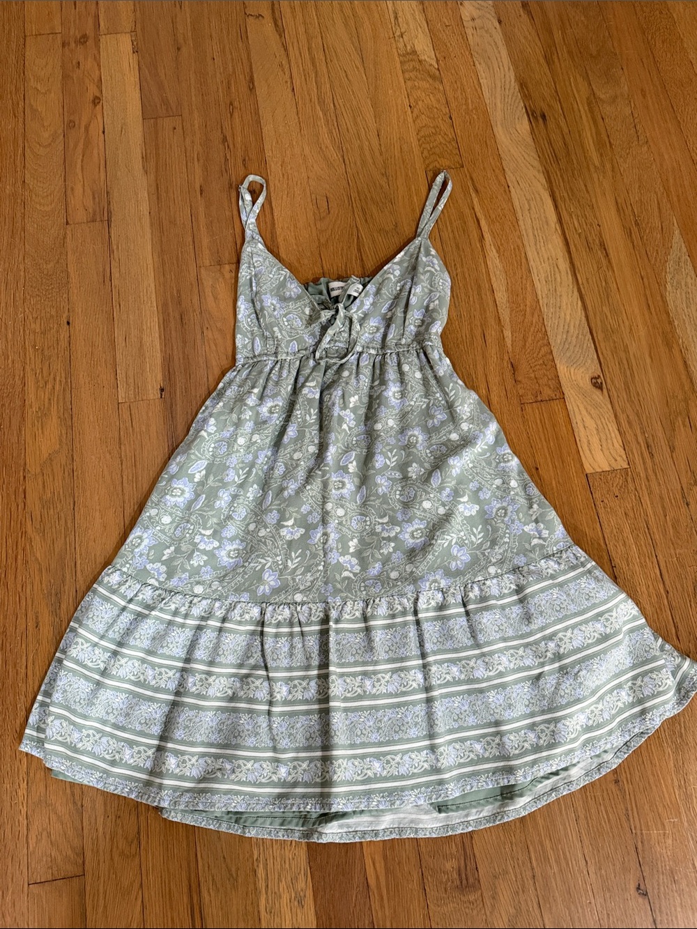 Light Sage Floral Tie-Front Sundress